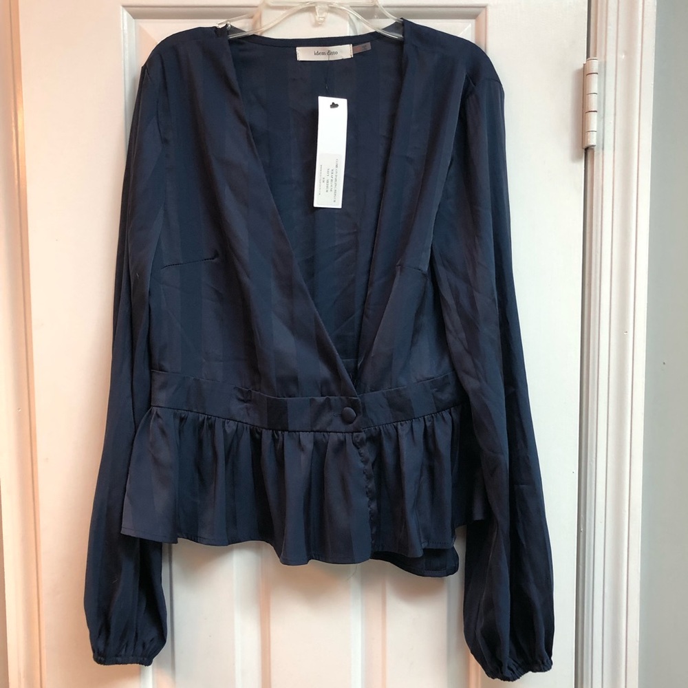 NWT Navy Blue item ditto Long Sleeve Wrap Blouse from Vici Size M